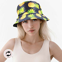 Pineapple Patterned Reversible Bucket Hat