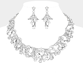 Marquise Stone Accented Leaf Evening Necklace