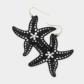 Cut Out Brass Metal Starfish Dangle Earrings