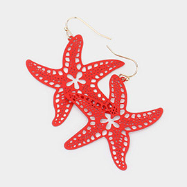 Cut Out Brass Metal Starfish Dangle Earrings