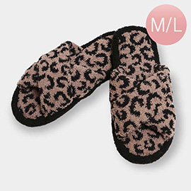 Leopard Patterned Crisscross Soft Home Indoor Floor Slippers