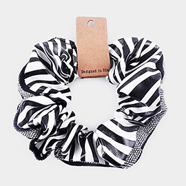 Zebra Bling Faux Leather Scrunchie Hair Band