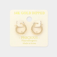 14K Gold Dipped Rope Metal Hoop Earrings