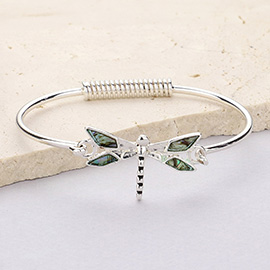 Abalone Dragonfly Metal Hook Bracelet