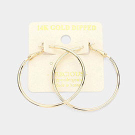 14K Gold Dipped Metal Hoop Earrings