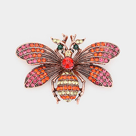 Rhinestone Embellished Honey Bee Pin Brooch