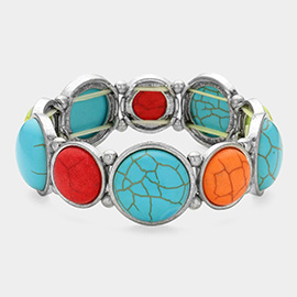 Natural Stone Accented Stretch Bracelet