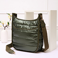 Solid Quilted Shiny Puffer Crossbody Bag