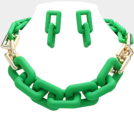 Solid Color Open Rectangle Link Necklace