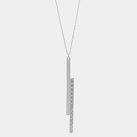 Abstract Metal Bar Pendant Long Necklace