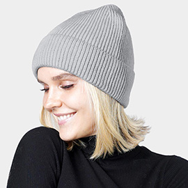 Ribbed Cuff Knit Beanie Hat