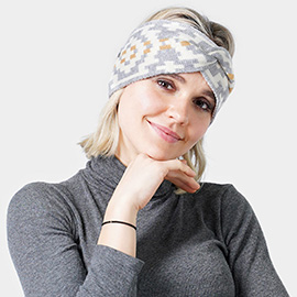 Western Pattern Knit Headband