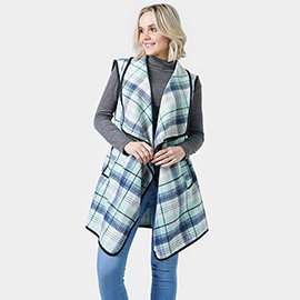 Plaid Check Vest With Pocket