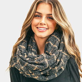 Plaid Check Infinity Scarf