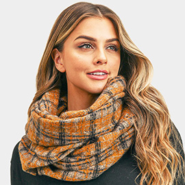 Plaid Check Infinity Scarf