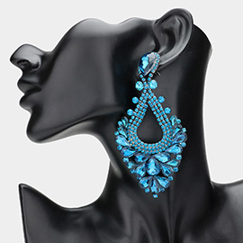 Pear Crystal Rhinestone Pageant Evening Earrings