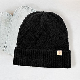 Textured Knit Cuff Beanie Hat