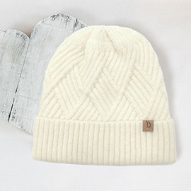 Textured Knit Cuff Beanie Hat