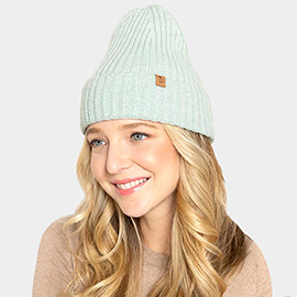 Solid Ribbed Cuff Beanie Hat