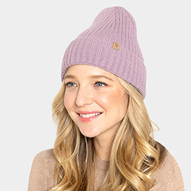 Solid Ribbed Cuff Beanie Hat