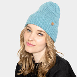 Solid Ribbed Cuff Beanie Hat