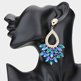 Marquise Crystal Cluster Rhinestone Evening Dangle Earrings