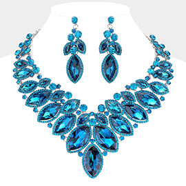 Marquise Stone Cluster Embellished Evening Necklace