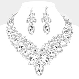 Marquise Stone Cluster Embellished Evening Necklace