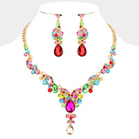 Teardrop Stone Accented Evening Necklace