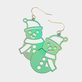 Snowman Metal Cutout Dangle Earrings