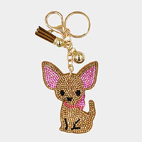 Bling Chihuahua Dog Tassel Keychain