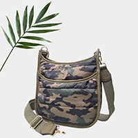 Camouflage Quilted Shiny Puffer Mini Crossbody Bag