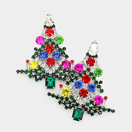 Colorful Multi Stone Christmas Tree Earrings