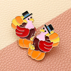 Thanksgiving Day Enamel Turkey Earrings