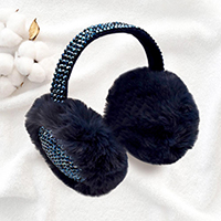 Studded Fluffy Plush Fur Foldable Earmuff