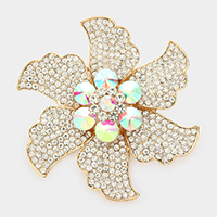 Rhinestone Flower Pin Brooch