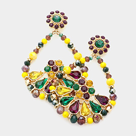 Mardi Gras Multi Stone Dangle Evening Earrings