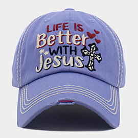 LIFE IS Better WITH Jesus Message Vintage Baseball Cap