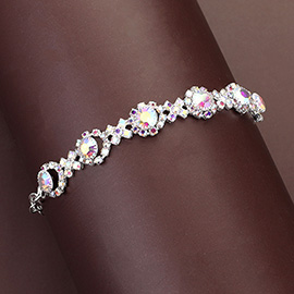 Rhinestone Flower Evening Bracelet