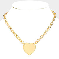 Gold Dipped Brass Metal Heart Necklace