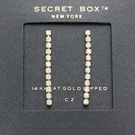 Secret Box _ 14K Gold Dipped CZ Linear Dangle Earrings