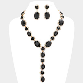 Glass Crystal Rhinestone Y Evening Necklace