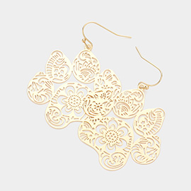 Filigree Metal Paw Dangle Earrings