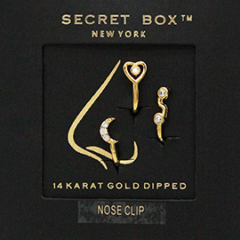 SECRET BOX_14K Gold Dipped Crescent Moon Heart Nose Clips