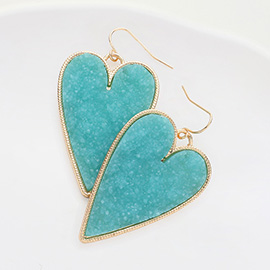 Druzy Heart Dangle Earrings