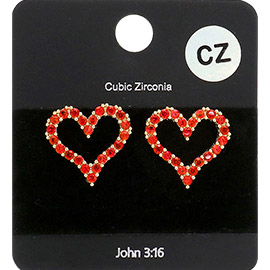 CZ Open Heart Stud Evening Earrings