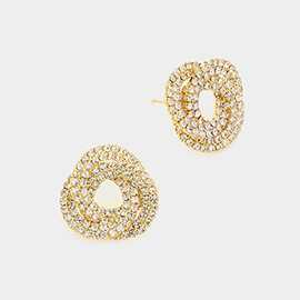 Rhinestone Pave Knot Stud Evening Earrings