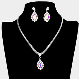 Teardrop Stone Accented Rhinestone Necklace