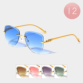 12PCS - Tinted Retro Aviator Sunglasses