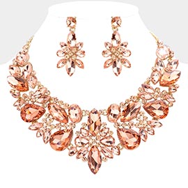 Multi Stone Cluster Evening Necklace